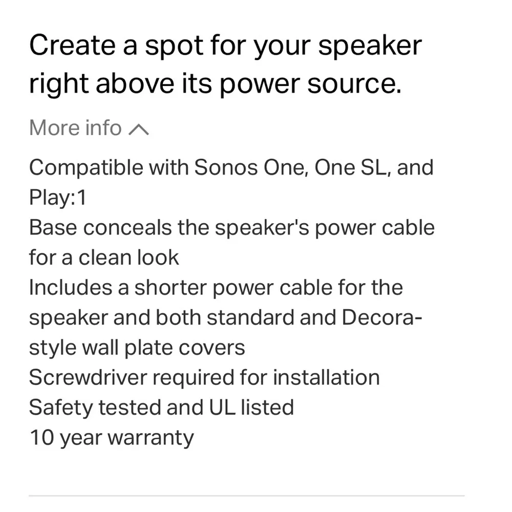 Sanus Outlet Wall Shelf for Sonos One speaker